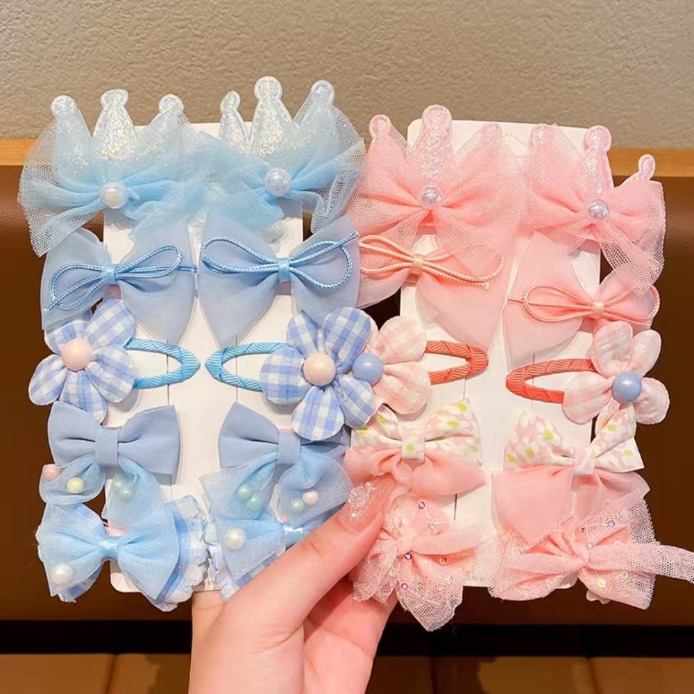 Baby Products Gift - 10Pcs/Set Cute Bows Baby Hairclips Lace