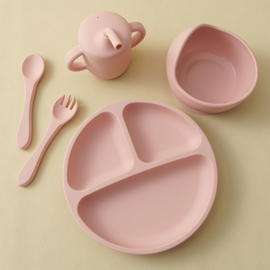 Baby Led Weaning Set - 5PCS Baby Silicone Tableware Set Suction