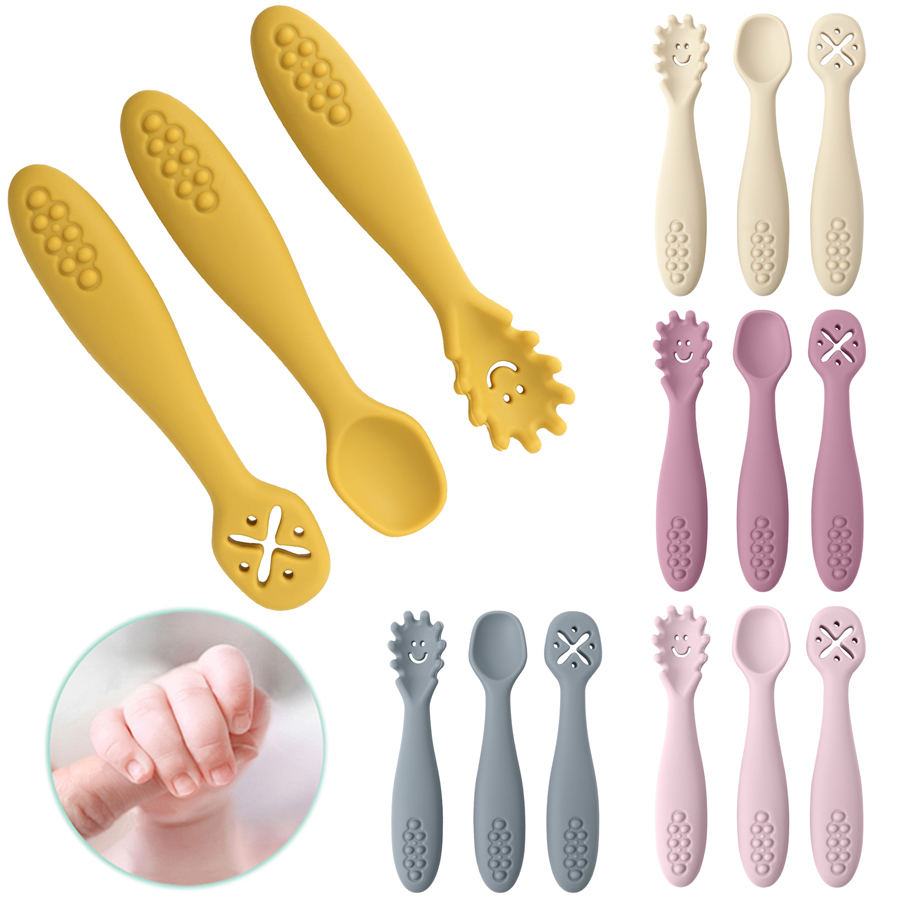 Baby Led Weaning Set - 3PCS Silicone Spoon Fork For Baby