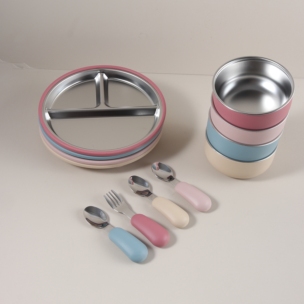 Baby Led Weaning Set - 4pcs/set Silicone Suction Bowl Plate Spoon