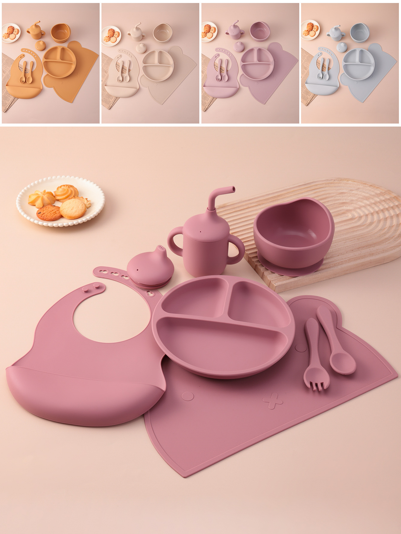 Baby Led Weaning Set - 7PCS Silicone Baby Feeding Set Divided