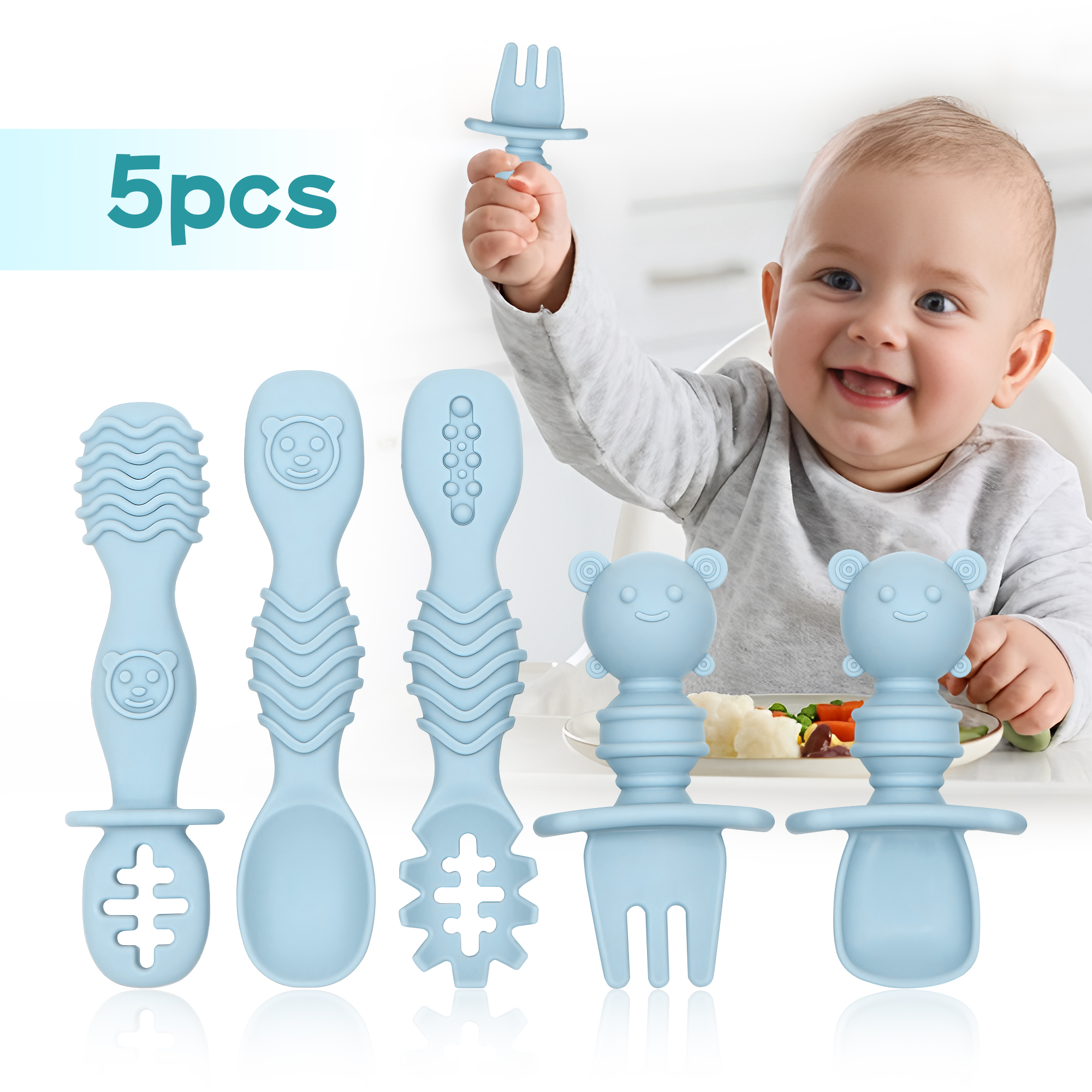 5pcs Silicone Baby Feeding Spo - Baby Led Weaning Set ulasan dan harga